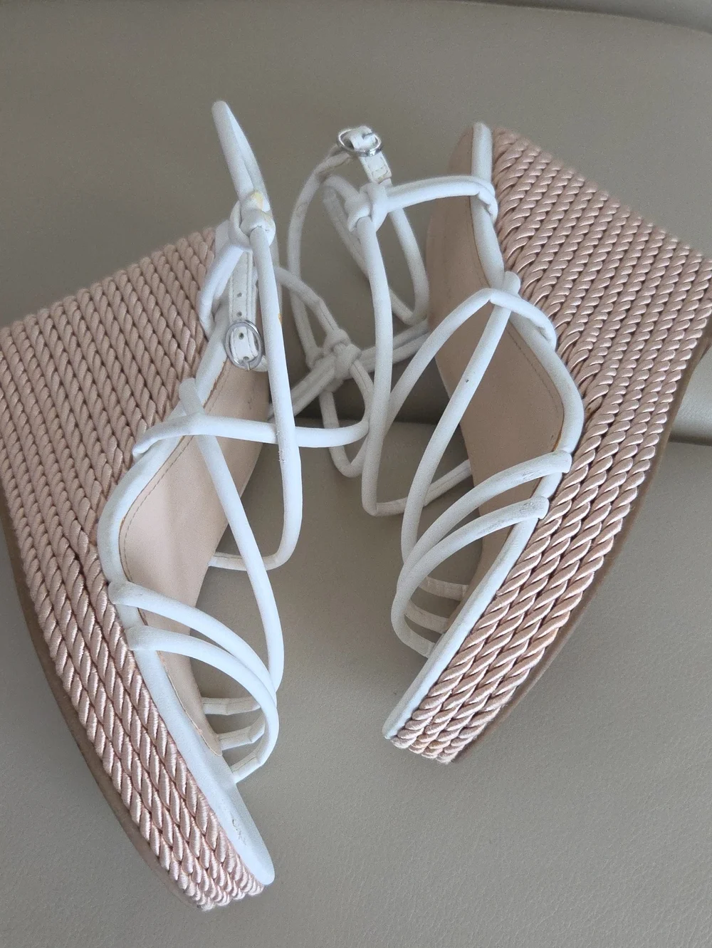 Marc Fisher White Strappy Wedge Sandals